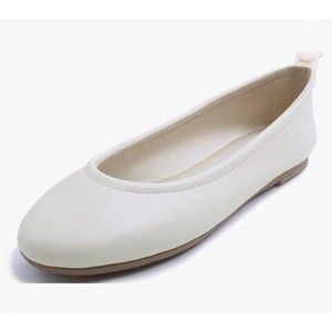 FEVERSOLE Women Size 7 Shoes Soft Cushion Beige Elastic Adjustable Ballet